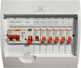 Щиток в сборе на 6 групп с УЗО