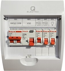 Щиток в сборе на 3 группы с УЗО